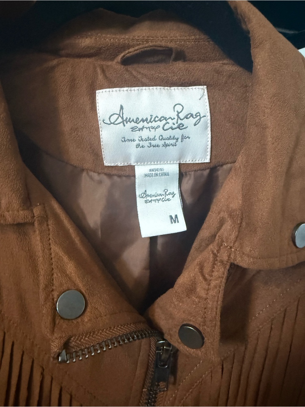 American Rag Rust Brown Fringe Moto Jacket - Picture 2 of 7